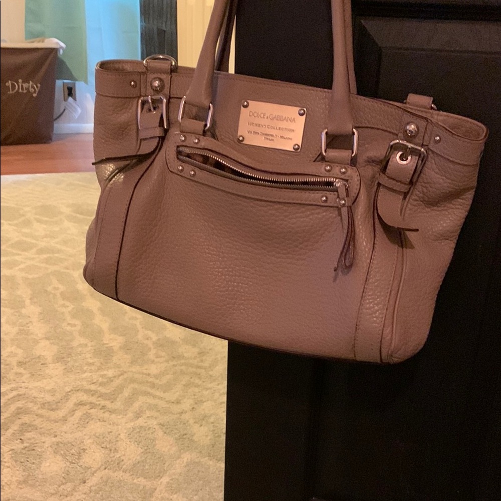 Dolce & Gabbana beige Leather Satchel with Gold Hardware
